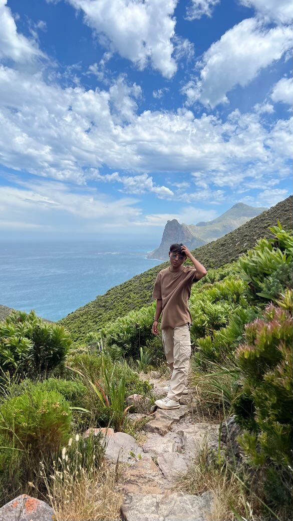 Pang Jun Han hiking on the Cape Peninsula, South Africa